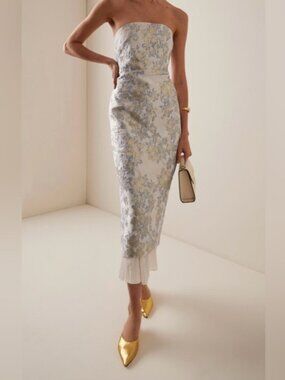 Anna Quan Aelin Strapless Brocade Midi Dress
